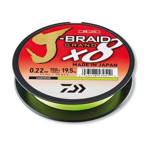 Daiwa Plecionka J-Braid X8 0.18mm 135m CHARTREUSE