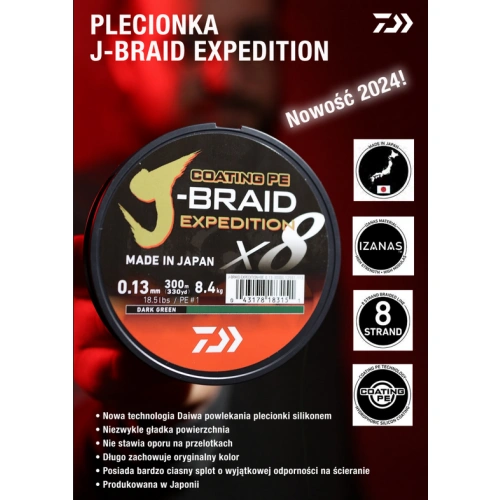 Daiwa J-Braid Expedition X8E 0.16mm 150m Dark Gree