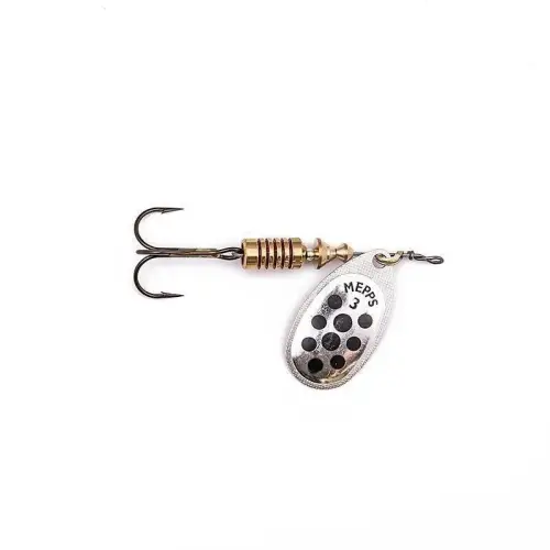 Mepps Aglia DECOREE 4,5g Srebrna czarne kropki 2