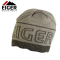 Eiger Logo Knitted Hat Fleece Lining Olive Green