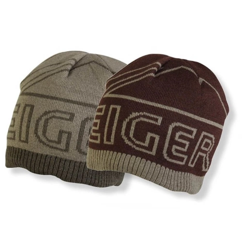 Eiger Logo Knitted Hat  Fleece Lining Brown