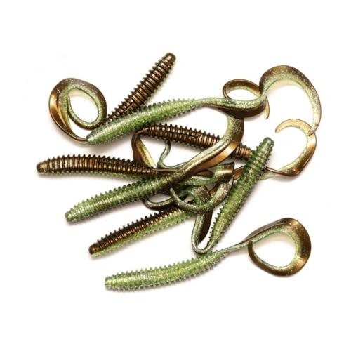 SG LB Rib Worm 90mm Green Silver 10pcs