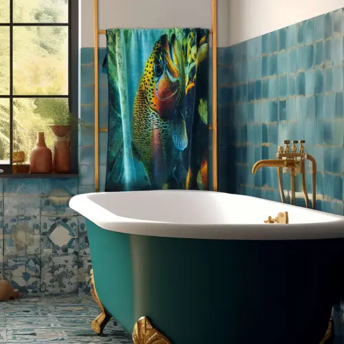 Zwoltex Ręcznik drukowany PSTRĄG GOTS 50x100cm