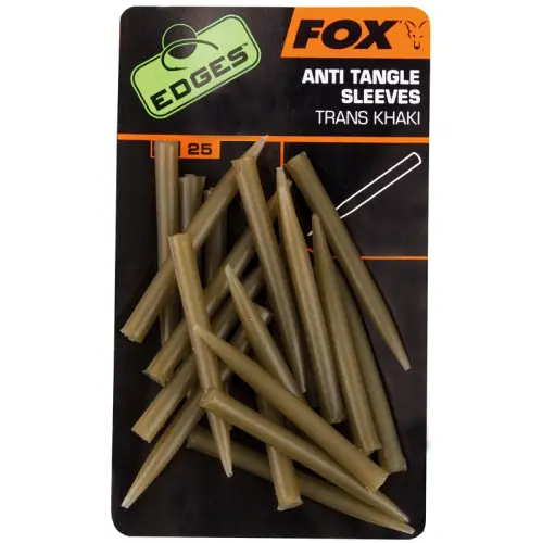 Fox Edges Anti Tangle Sleeves x 25 - trans khaki