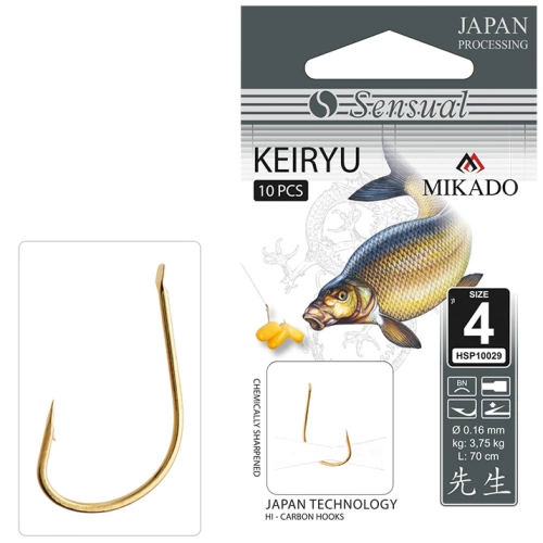 Mikado Haczyk KEIRY 8 Gold żyłka 0.16mm 70cm 10szt